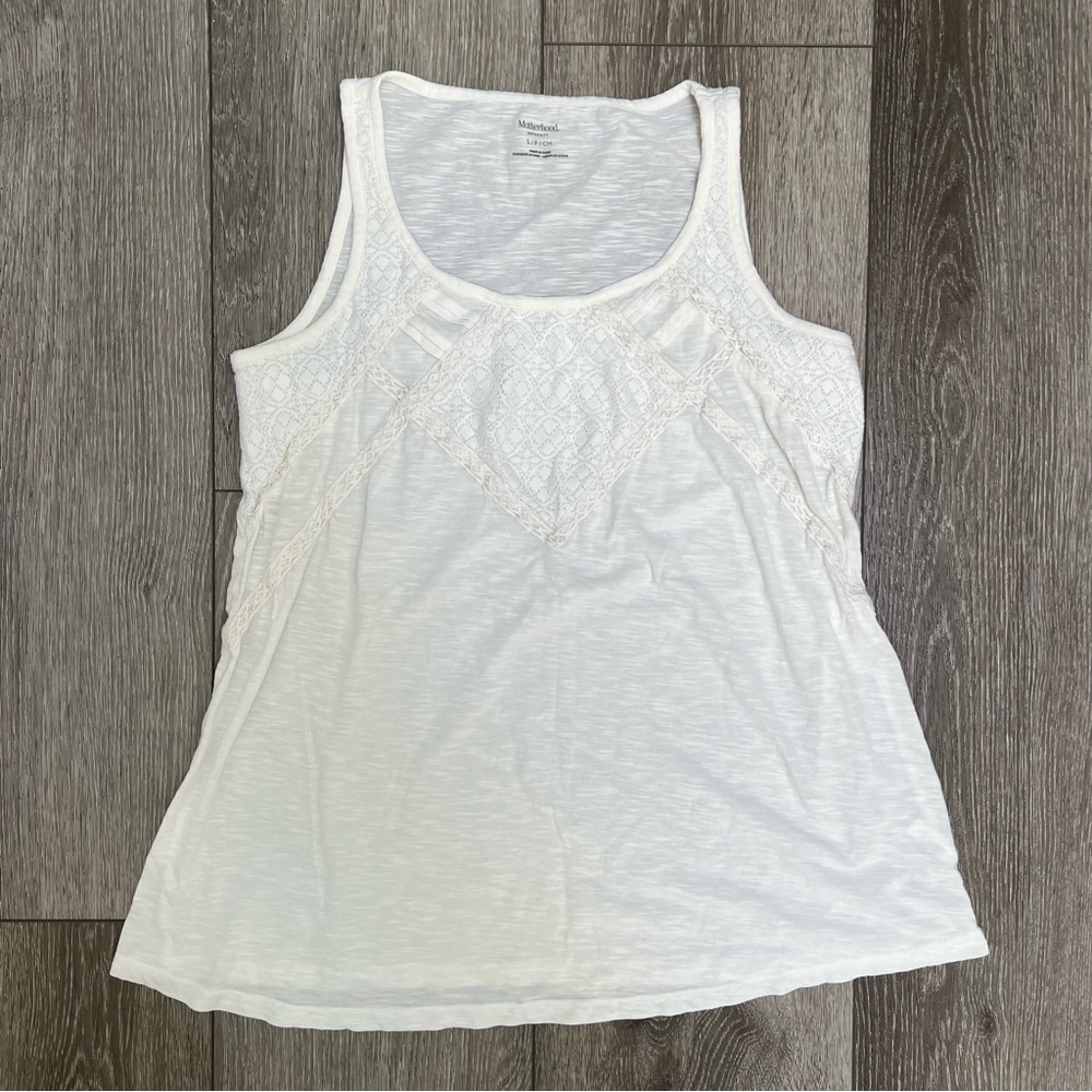 MOTHERHOOD MATERNITY TANK TOP SLEEVELESS SHIRT CREAM SMALL